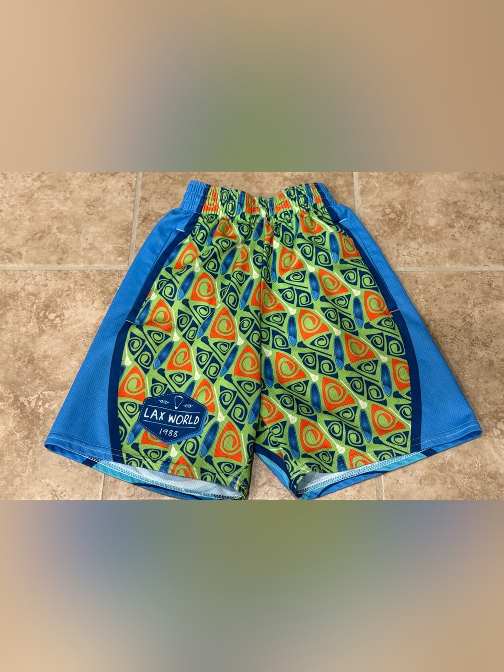 Lax World surf board beach pattern lacrosse shorts YM